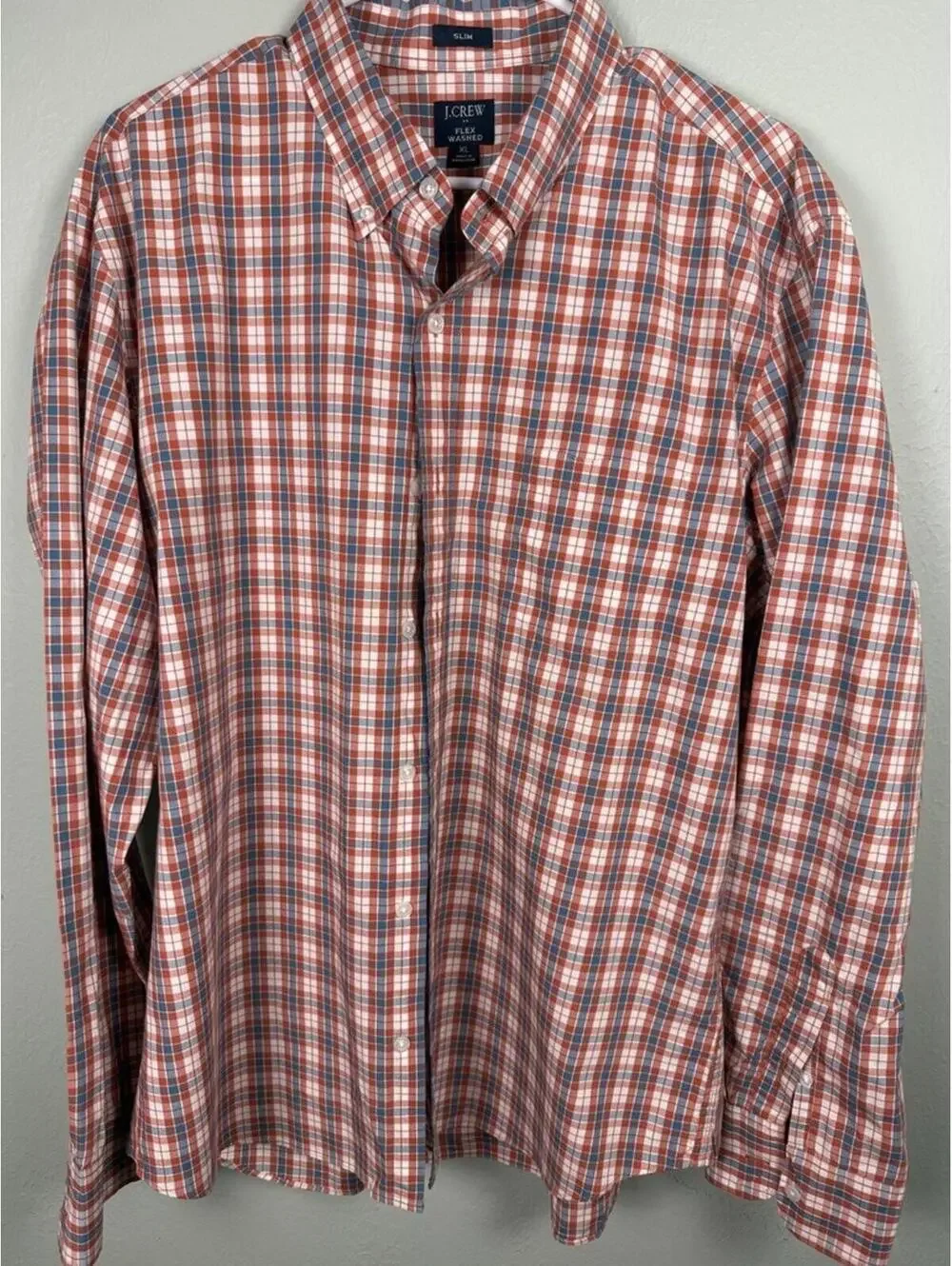 J.Crew Shirt Mens XL Plaid Classic Fit Flex Washed Button Down Causal